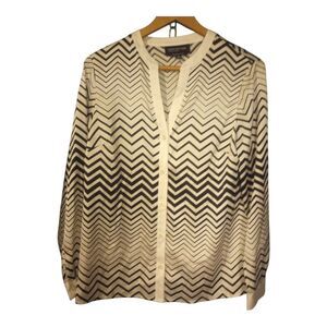 Jones New York Black and White Chevron Blouse